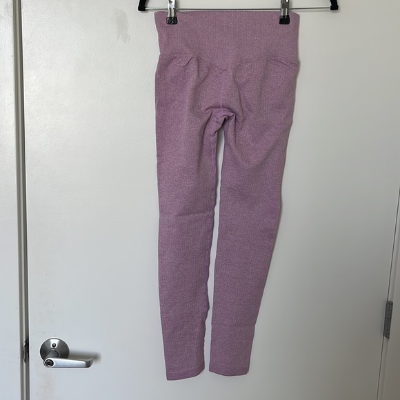 BARE ATHLETICS BARESCULPT RIBBED SEAMLESS SPORTS BRA & LEGGINGS SET PINK PEONY - Picture 4 of 8